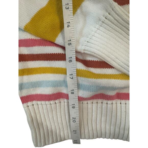 Y2K 90s Women’s S Gap Boat Neck Sweater Striped Long Sleeve Cream Cotton Knit - Picture 6 of 12